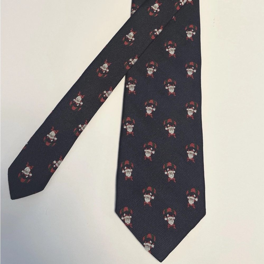 Brooks Brothers Christmas Holiday Santa Tie Navy blue Parachute NWT 3.25x58”